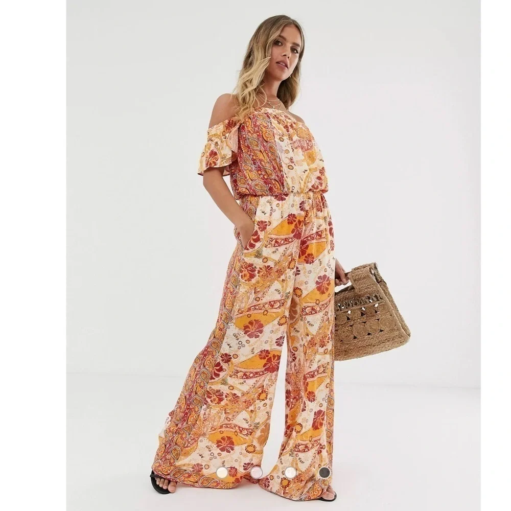 Free People Carmen off shoulder jumpsuit - Picture 1 of 13